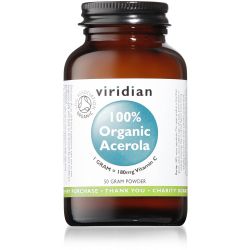 Viridian 100% Organic Freeze Dried Acerola-Vit C Powder - 50g