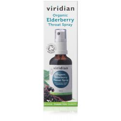 Viridian 100% Organic Elderberry Throat Spray - fresh extracts with manuka - 50ml