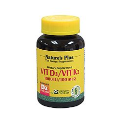 Nature's Plus Vitamin D3 1000 IU/Vitamin K2 100 mcg 90's Vcaps 
