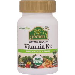 Nature's Plus Source of Life Garden Organic Vitamin K2 (Menaquinone-7) - 120 mcg, 60 Vegan Capsules - Certified, Vegetarian, Gluten Free - 60 Servings
